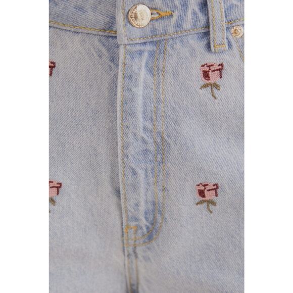 Farm Rio Rose Embroidered Wide Leg Denim - Picture 5 of 6